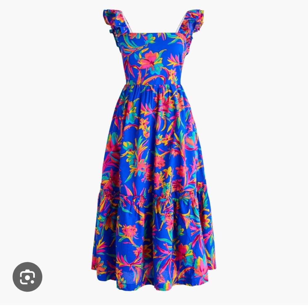 Jcrew Squareneck midi Floral Dress size 8 BK520